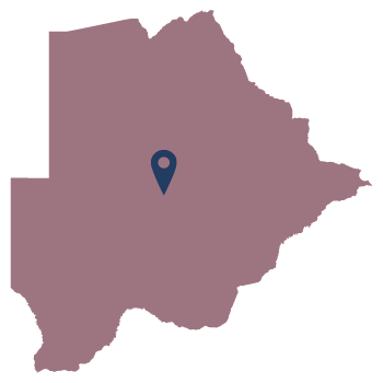 Simple Botswana map with Central Kalahari pin