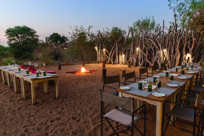 Outdoor dining at Chobe Elephant Camp